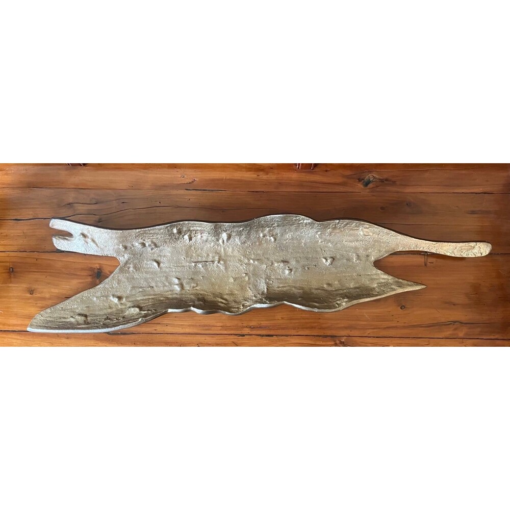 Bark Texture Gold Centerpiece Tray